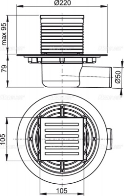 Душевой трап Alcaplast APV103 с решеткой Хром