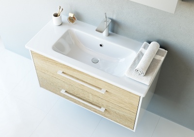 Тумба под раковину Aqwella 5 Stars Маями 80 Mai.01.08 подвесная Дуб сонома Белая