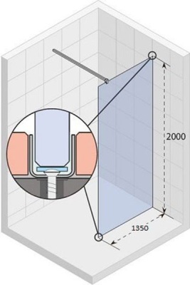 Душевая перегородка Riho Scandic Flat S400F 135 GC5320F профиль Хром стекло прозрачное