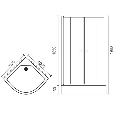 Душевой уголок Royal Bath RB-L-3001-5 100х100 без поддона профиль Хром стекло прозрачное