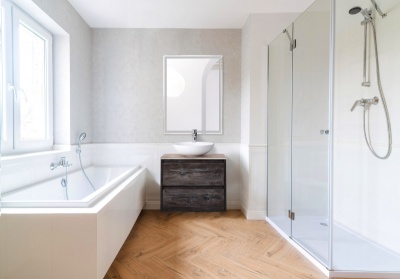 Комплект мебели для ванной BelBagno SET-KRAFT-600-PP-C-BB344-LOY-GRT-600/800 с зеркалом и смесителем Pino Pasadena, столешница - Cemento (без нанесения узора)