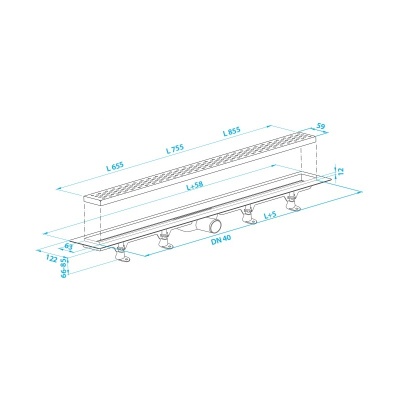 Душевой лоток PlastBrno SZE3750 с решеткой