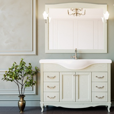 Комплект мебели для ванной ValenHouse Эллина 120 EK120_СХ Слоновая кость ручки Хром