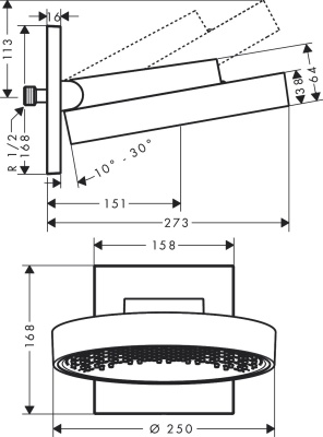Верхний душ Hansgrohe Rainfinity 26227000 Хром