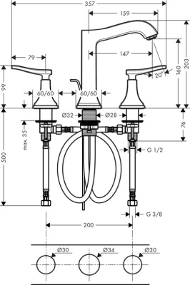 Смеситель для раковины Hansgrohe Metropol Classic 31331000 Хром