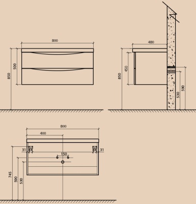 Тумба под раковину BelBagno Ancona-N 80 подвесная bianco lucido