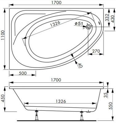 Акриловая ванна Vagnerplast Hapi 170x110 R VPBA170HAP3PX-04 Белая