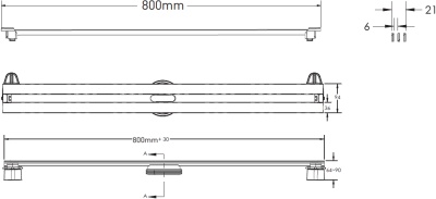 Душевой лоток Berges Wasserhaus Super Slim 800 090154 с решеткой Матовый хром