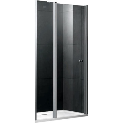 Душевая дверь в нишу Gemy New Rockcoco 100х190 латунный кронштейн профиль Хром стекло прозрачное