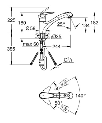 Смеситель для кухни Grohe Eurodisc 32257001 Хром