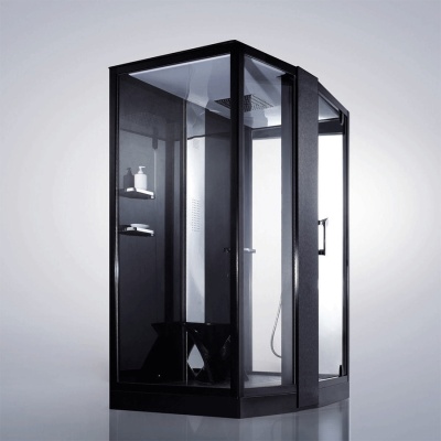 Душевая кабина Orans SR-89102S L black 150x100 с баней профиль Черный задние стенки Черные