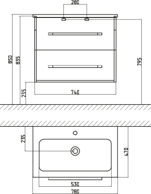 Тумба с раковиной Gustavsberg Iconic 80 подвесная Белая матовая