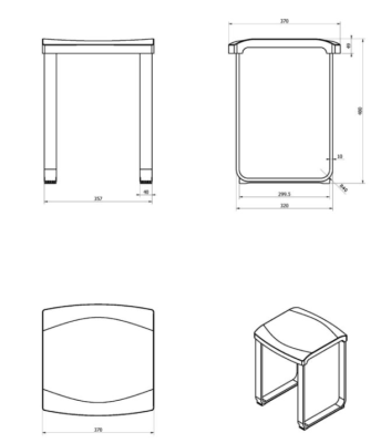 Стул в ванную комнату Black&White Swan SN-0193 Темно-серый