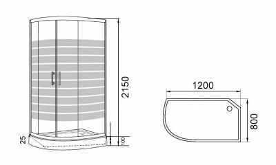 Душевая кабина Parly Classic Эконом EC121R 120х215 профиль Сатин стекло тонированное