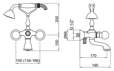 Смеситель для ванны Webert Karenina KA720201 Хром кристаллы Swarovski