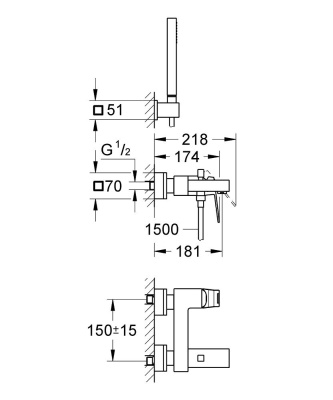 Смеситель для ванны Grohe Eurocube 23141000 Хром