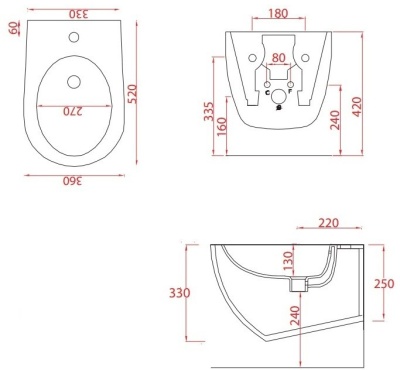 Биде Artceram File 2.0 FLB001 17 00 подвесное Черное матовое