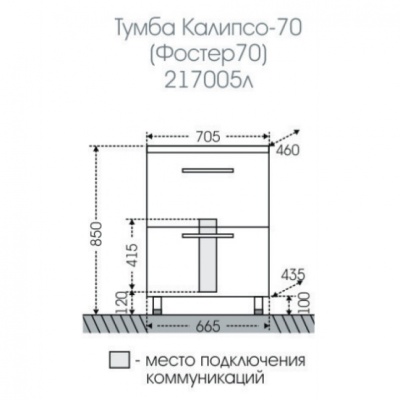 Тумба с раковиной СанТа Калипсо 70 2 ящика Белая