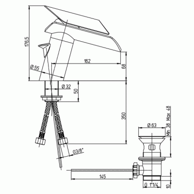 Смеситель для раковины Paini Morgana 73PW211LH Никель Светлый дуб