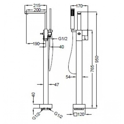 Смеситель для ванны Cezares Molveno VDP-01-Cr Хром