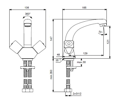Смеситель для раковины Vidima Practic BA226AA Хром