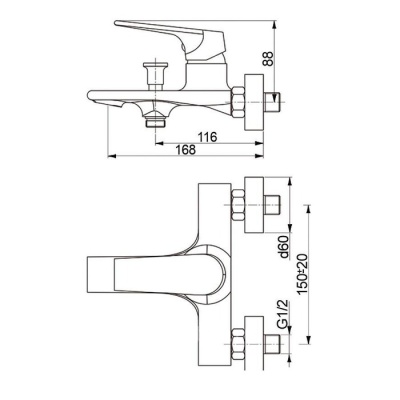 Смеситель для ванны Raiber Comfort R4503 Хром