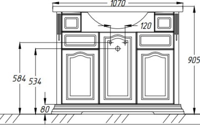 Тумба под раковину Opadiris Риспекто 105 00000001047 Беленый бук ручки Бронза