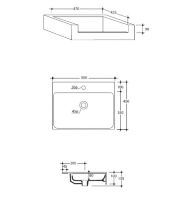 Раковина Kerasan Cento 3546 500 мм