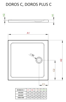 Акриловый поддон для душа Radaway Doros C 90x90x5 белый