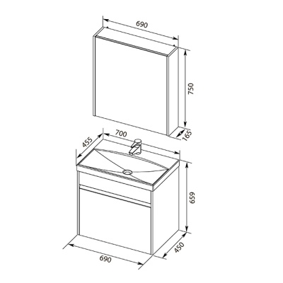 Зеркальный шкаф Aquanet Палермо 70 203942 Белый глянец