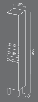 Шкаф пенал SanVit Прима 30 в цвете Ral прямые ручки Желтый глянец