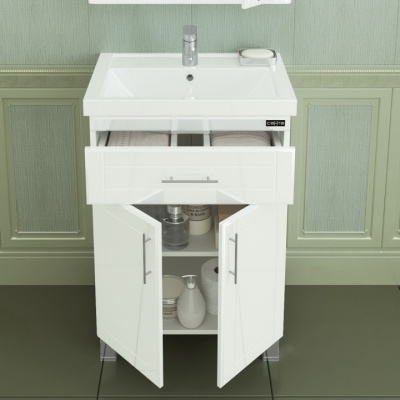 Тумба с раковиной СанТа Дублин 60 1 ящик Белая