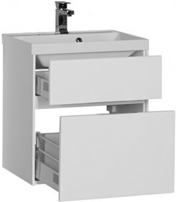 Тумба под раковину Aquanet Латина 60 179934 подвесная 2 ящика Белая
