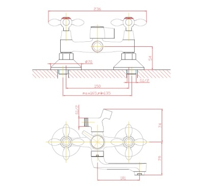 Смеситель для ванны Agger Retro A1921288 Бронза