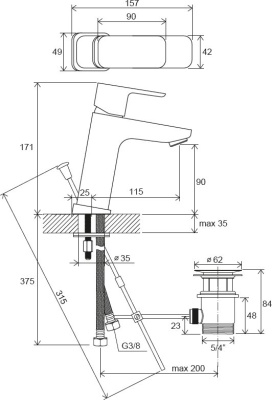 Смеситель для раковины Ravak 10° FREE TD F 013.00 X070128 Хром