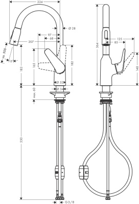 Смеситель для кухни Hansgrohe Focus M429-H180 71801800 Сталь