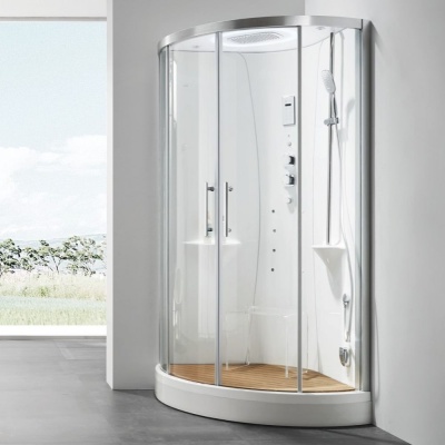 Душевая кабина SSWW B1605 100x100 с баней профиль Белый задняя стенка Белая