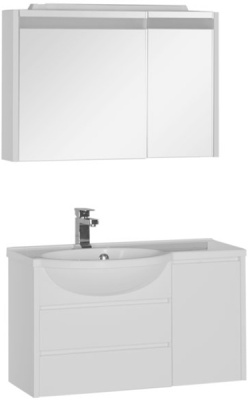 Зеркальный шкаф Aquanet Лайн 90 164934 с подсветкой R Белый