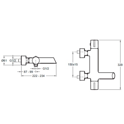 Смеситель для ванны Jacob Delafon Toobi E8992-CP с термостатом Хром