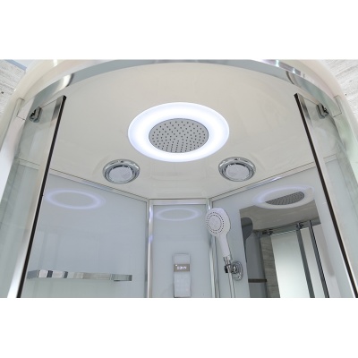 Душевая кабина Black&White Galaxy G5501-100х100 с гидромассажем профиль Серебристый хром задняя стенка Белая