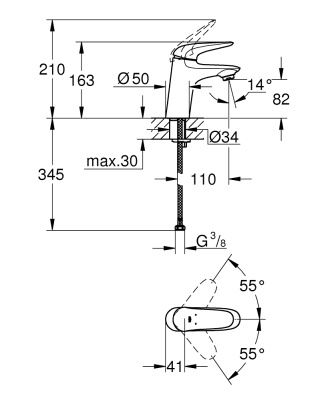 Смеситель для раковины Grohe Eurostyle Solid 23715003 Хром