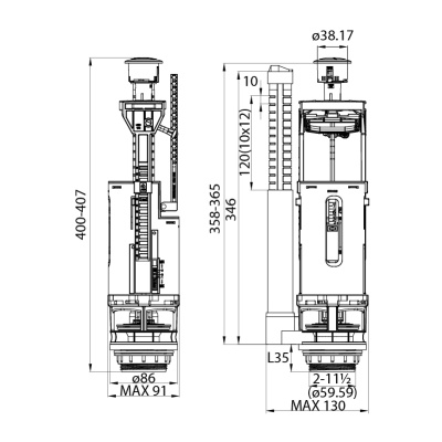 Сливная арматура Iddis F012400-02K с нижней подводкой (тип Б)