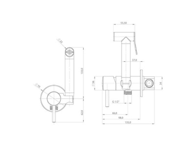 Гигиенический душ со смесителем Teska Pulito BTK680 Хром