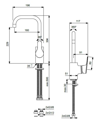 Смеситель для раковины Vidima Flow BA222AA Хром