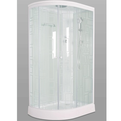 Душевая кабина Bolu Sektors 80х110 BL-110n R профиль Белый стекло прозрачное с художественным рисунком