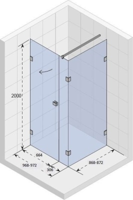 Душевой уголок Riho Scandic Mistral M204 100x90 GX0803201 L профиль Хром стекло прозрачное
