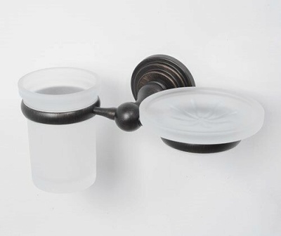 Стакан для зубных щеток с мыльницей WasserKRAFT Isar K-7326 Темная бронза