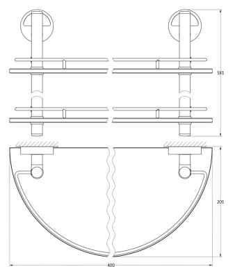 Стеклянная полка FBS Luxia 081 Хром