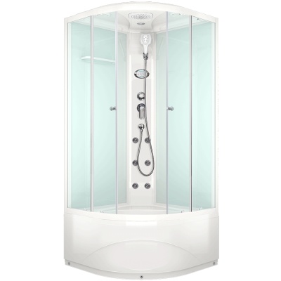 Душевая кабина Domani-Spa Delight 88 High 80x80 DS01D88HWCl10 с гидромассажем профиль Белый задние стенки Белые