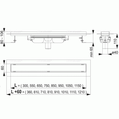 Душевой лоток Alcaplast Professional APZ1106-1050 без решетки